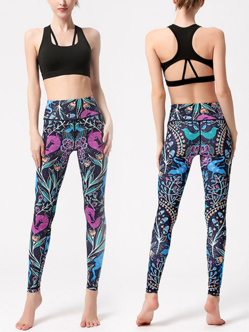 Printed High Waist Active Leggings - Odaingerous